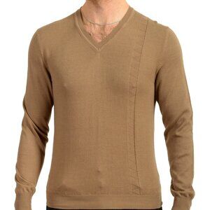 Malo Men's Brown V-Neck Pullover Sweater US S IT 48